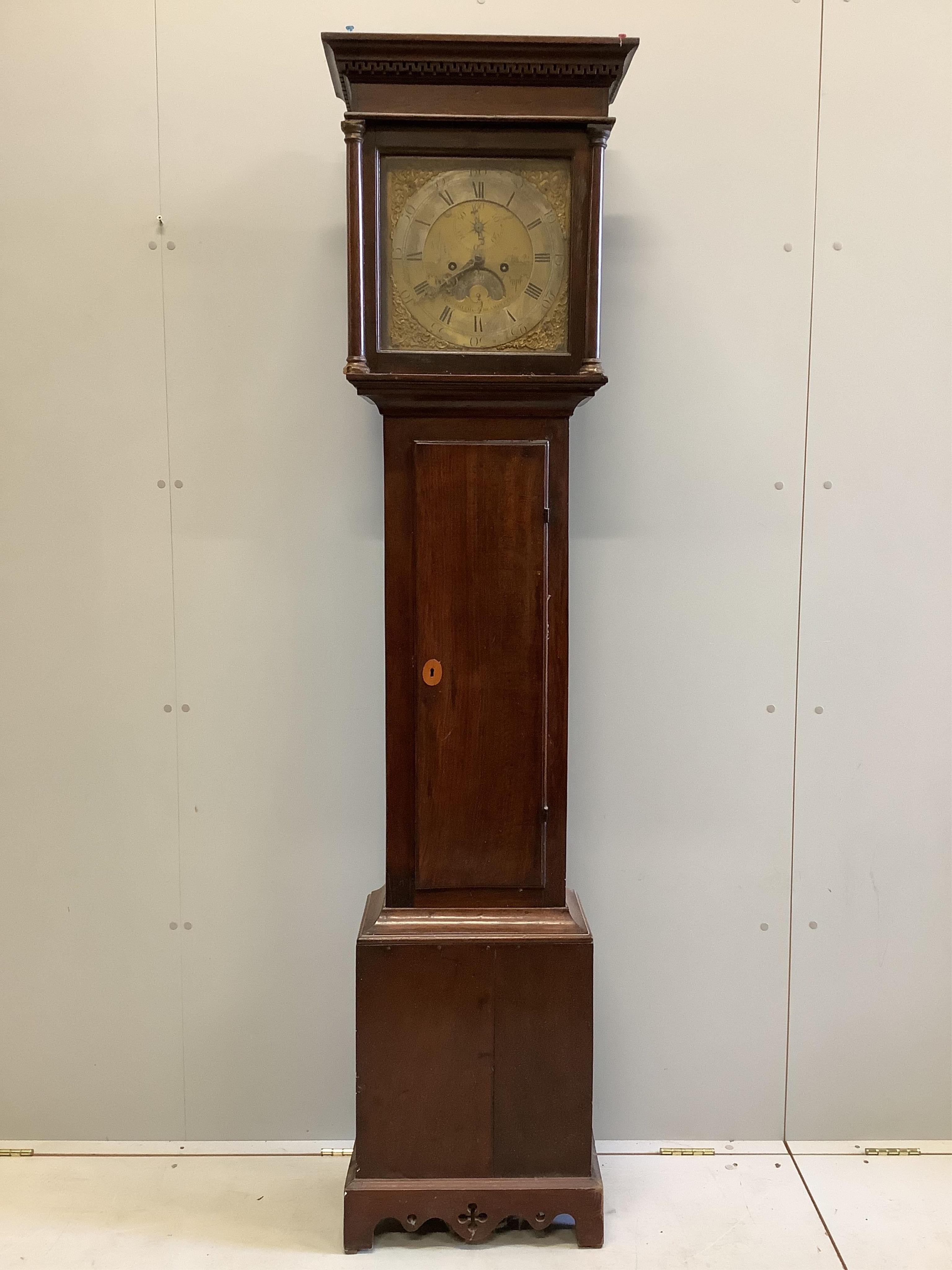 George Smith, Beaminster, a George III oak eight day longcase clock, height 199cm. Condition - fair